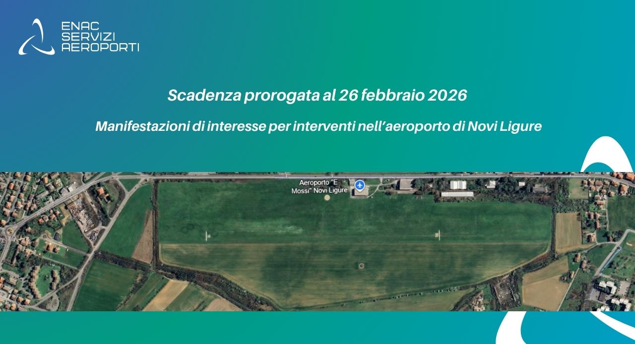 Immagine di copertina per Prorogata al 26 febbraio 2026 la scadenza per le manifestazioni di interesse per interventi nell�aeroporto di Novi Ligure