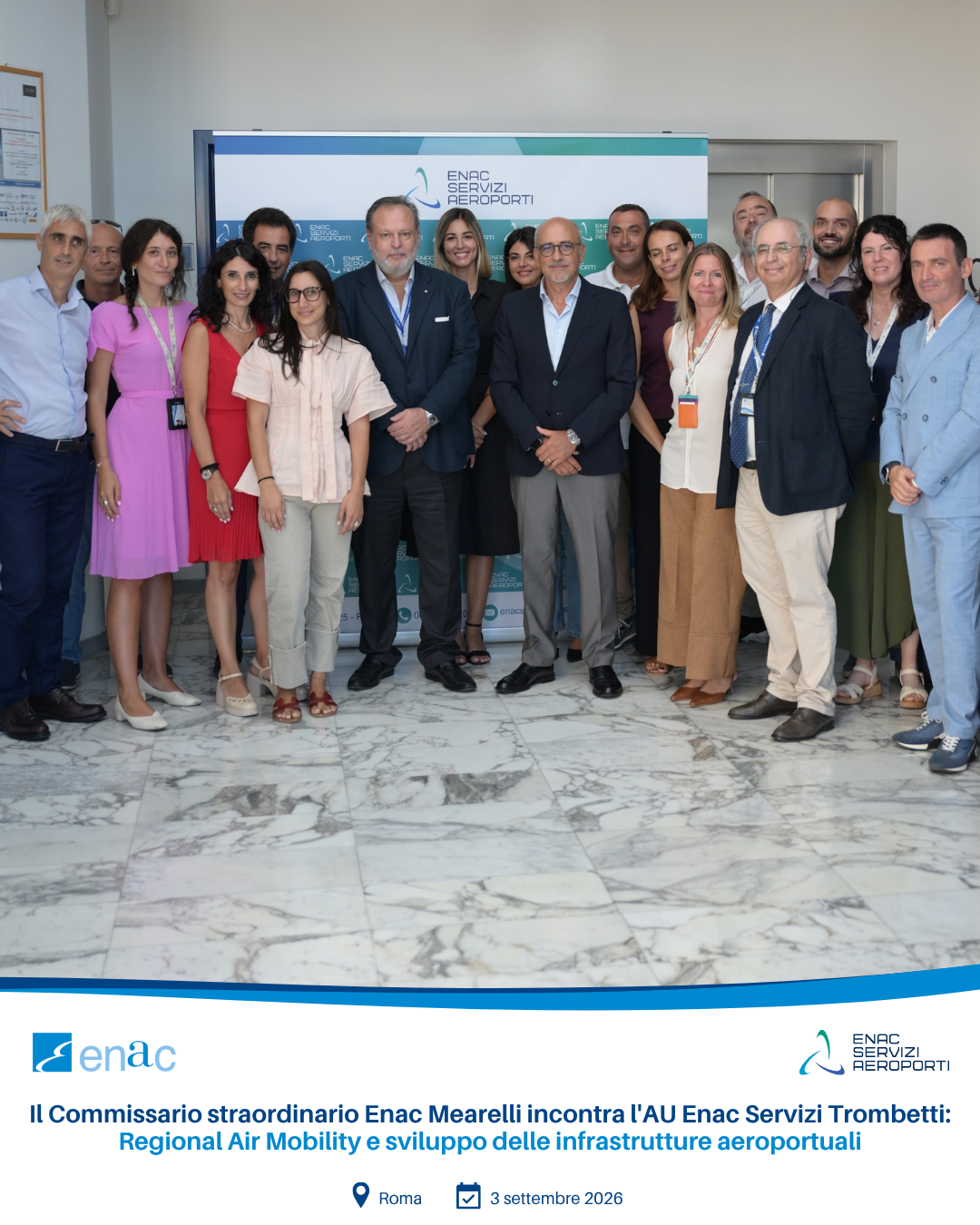 Il Commissario straordinario Enac Mearelli incontra l�AU Enac Servizi Trombetti: Regional Air Mobility e sviluppo delle infrastrutture aeroportuali